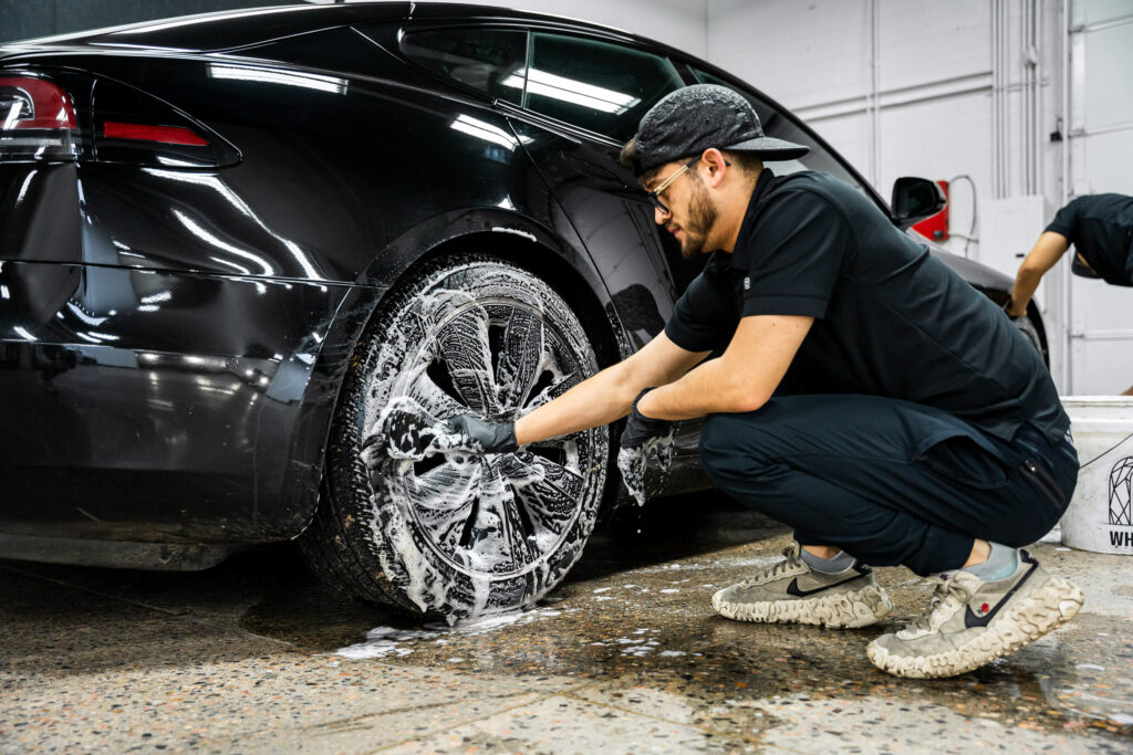 Cleaning wheels with iron wheel cleaner